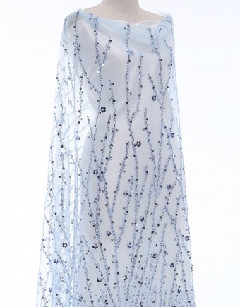 CAESAR SEQUIN BEADED LACE IN ICE BLUE