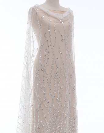 CAESAR SEQUIN BEADED LACE IN WHITE