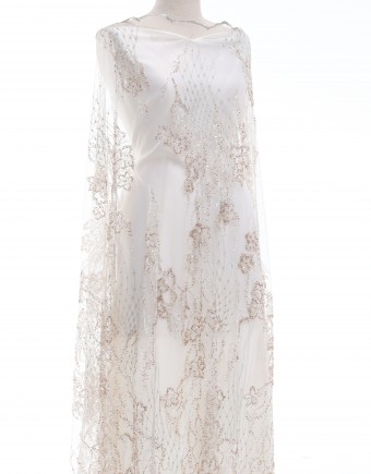 ADRIENNE BEADED LACE IN BROWN NUDE