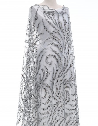 BERLY BEADED LACE IN STEEL GREY