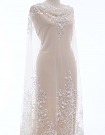YASMIN HEAVY BEADED LACE IN WHITE