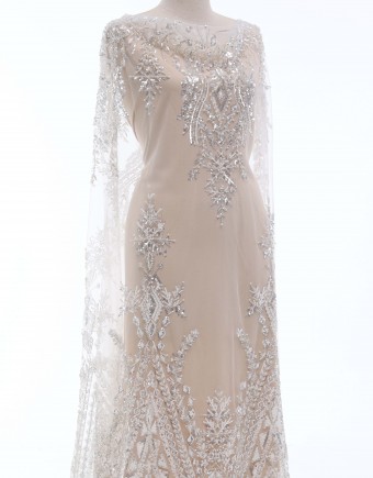 QUELLA HEAVY BEADED LACE IN WHITE