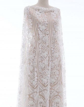 EMILY HEAVY PEARL BEADED LACE IN WHITE