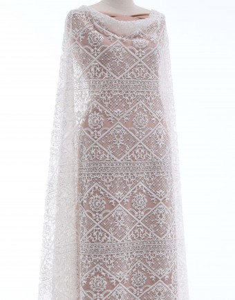 QUINN HEAVY BEADED LACE IN WHITE