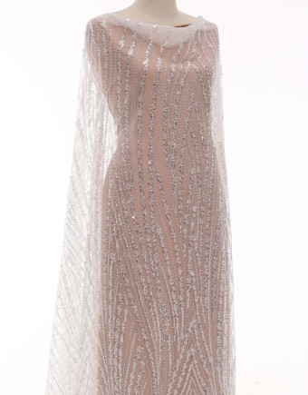 ADEOLA SEQUIN BEADED LACE IN WHITE