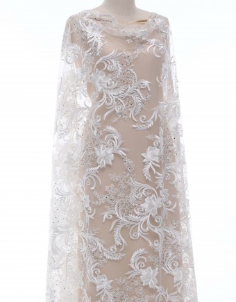 MIRELA BEADED LACE IN WHITE