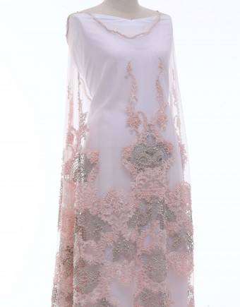 EMMA PEARL BEADED LACE IN LIGHT PINK