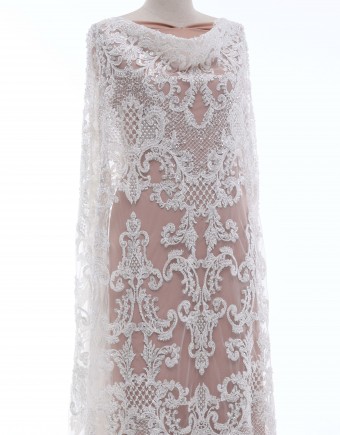 ANGELO SEQUIN BEADED LACE IN WHITE