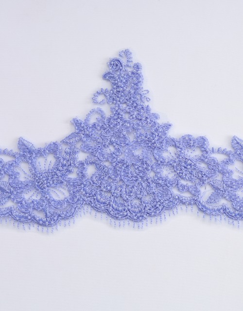 AVA BORDER LACE BEADED (DES 1) IN PERIWINKLE