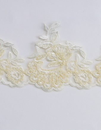 LUNA BORDER LACE BEADED (DES 2) IN CREAM