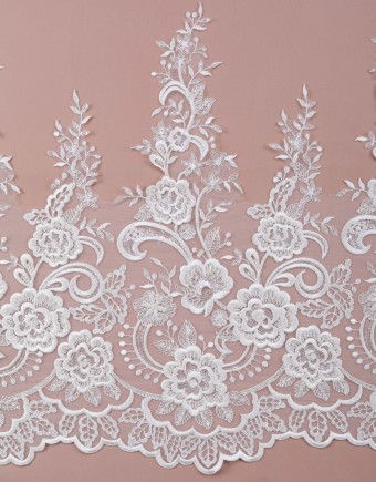 ZARA BORDER LACE BEADED (DES 7) IN WHITE