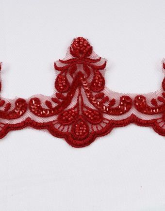 ESTELLA BORDER LACE BEADED IN MAROON