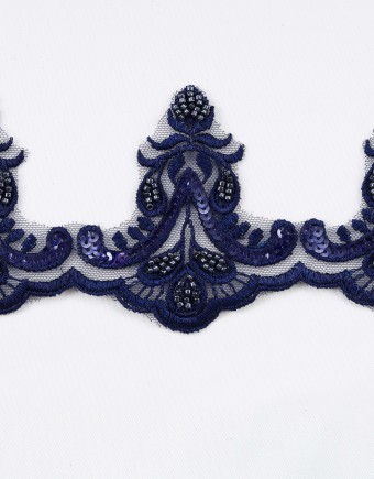 ESTELLA BORDER LACE BEADED IN NAVY BLUE
