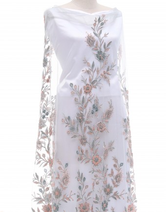 IZZY BEADED LACE IN PEACH/GREY