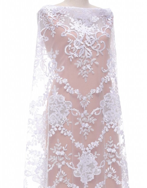 ERICA SEQUIN BEADED LACE IN WHITE