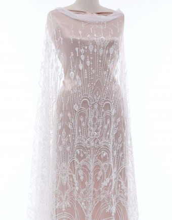 KENLEY BEADED LACE IN WHITE