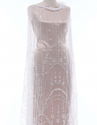 SABRINA BEADED LACE IN WHITE