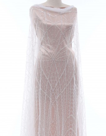VARINA BEADED LACE IN WHITE