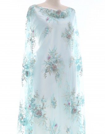WILLA PEARL BEADED LACE IN TURQUOISE