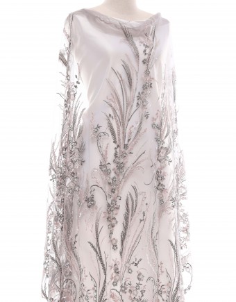 KINSLEY BEADED LACE IN CHARCOAL  GREY