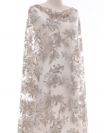 SADIE STONE BEADED LACE IN CHARCOAL GREY