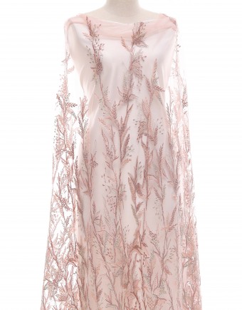 AMBER STONE BEADED LACE IN SOFT PINK