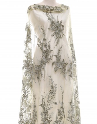 AIMEE STONE BEADED LACE IN OLIVE