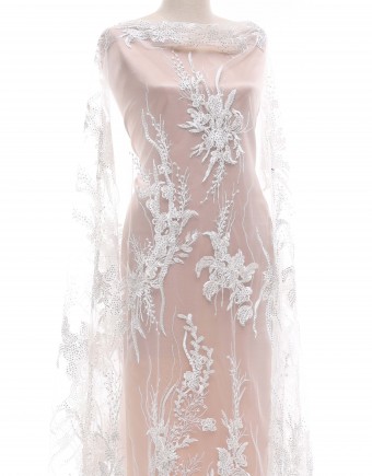 AIMEE STONE BEADED LACE IN WHITE