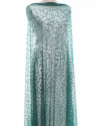 OPAL HEAVY BEADED LACE IN EMERALD GREEN