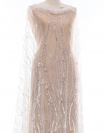 KATHERINE HEAVY BEADED LACE IN OFF WHITE