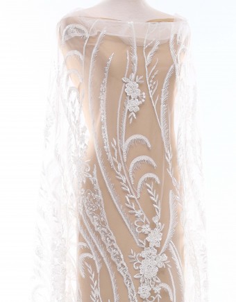 AZALEA SEQUIN BEADED LACE IN OFF WHITE