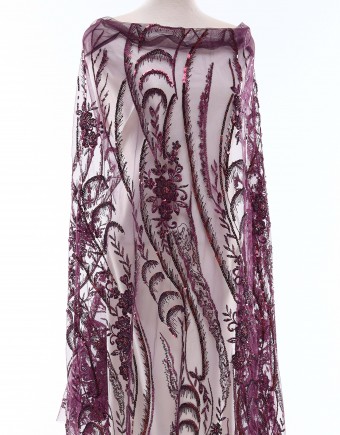 AZALEA SEQUIN BEADED LACE IN PLUM