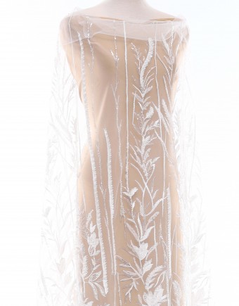 ALLAMANDA SEQUIN BEADED LACE IN OFF WHITE