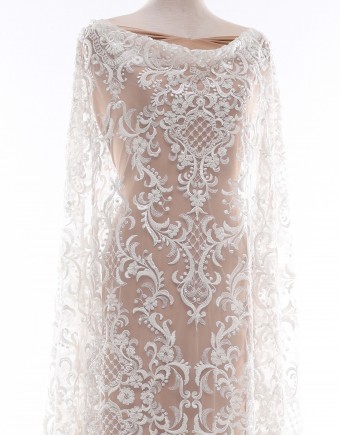 ZARA BEADED LACE IN OFF WHITE