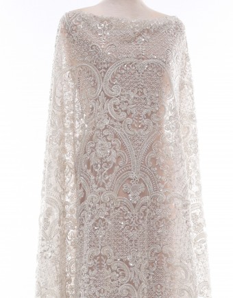 QAISARA BEADED LACE IN OFF WHITE