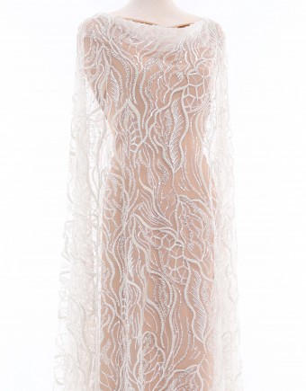 LILLY BEADED LACE IN OFF WHITE