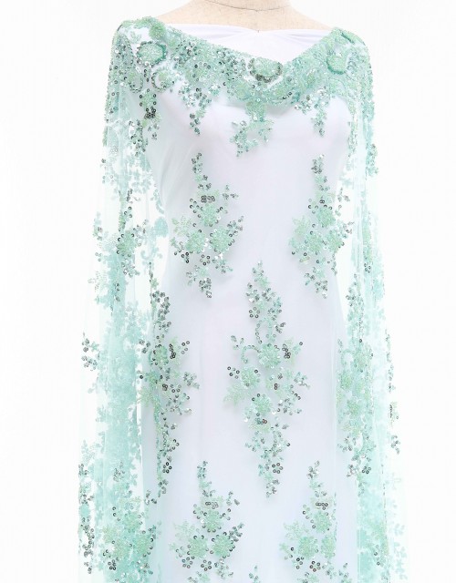 SARAH BEADED LACE IN MINT GREEN