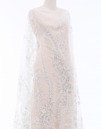 PEIGE WHITE BEADED LACE