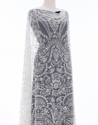 SILVER GRAY FLUER DOUCHE BEADED LACE ( DES 1)