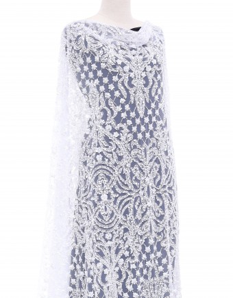 SILVER GRAY FLUER DOUCHE BEADED LACE (DES 2)