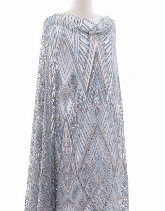 DIAMANT LUMIERE BEADED LACE IN BLUE ORANGE