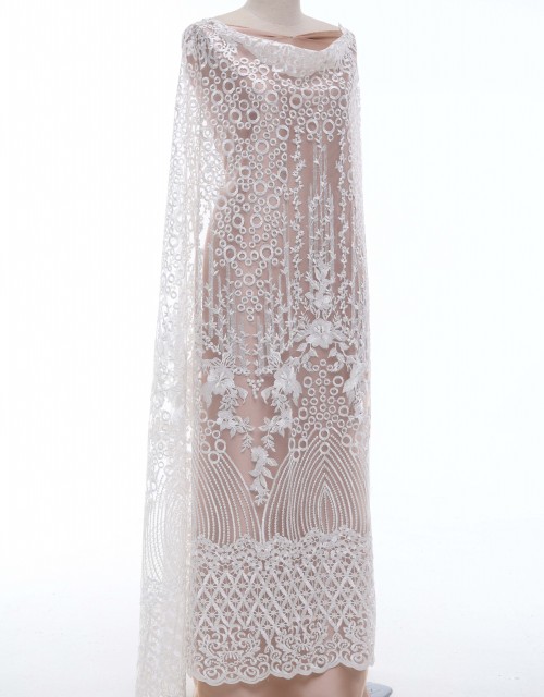 BLAIR SEQUIN BEADED LACE IN WHITE