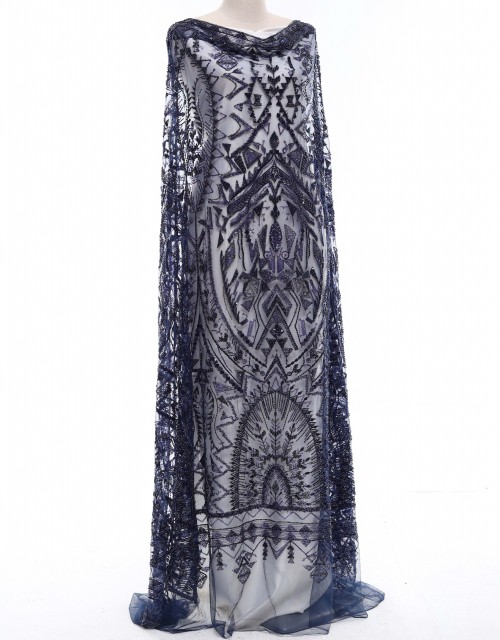 HADIRAH BEADED LACE IN NAVY BLUE