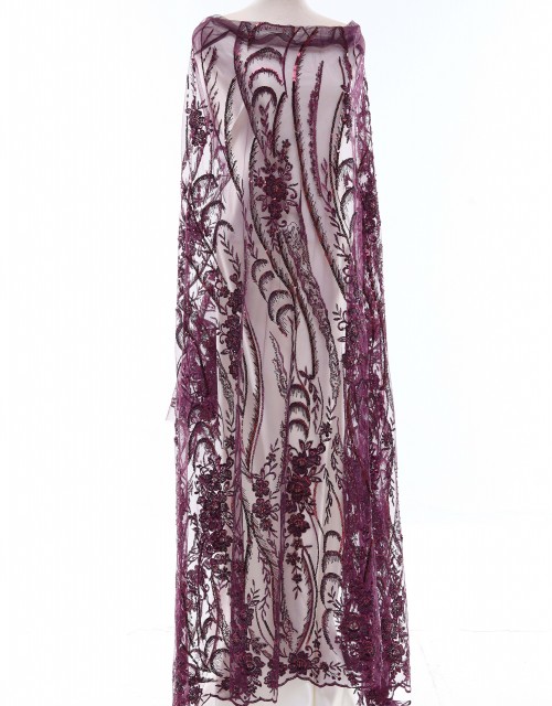 AZALEA SEQUIN BEADED LACE IN PLUM