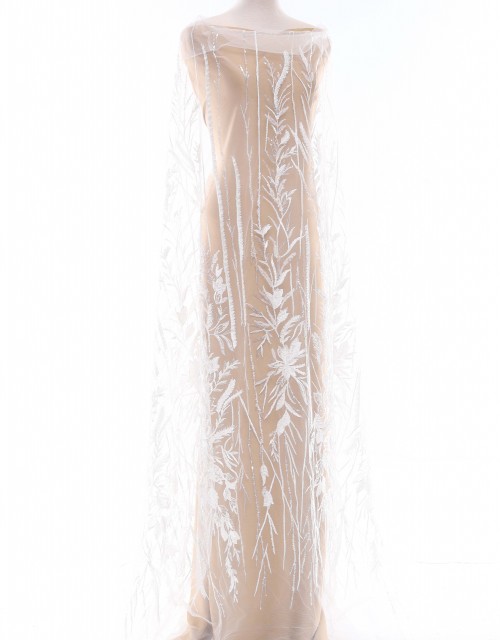 ALLAMANDA SEQUIN BEADED LACE IN OFF WHITE