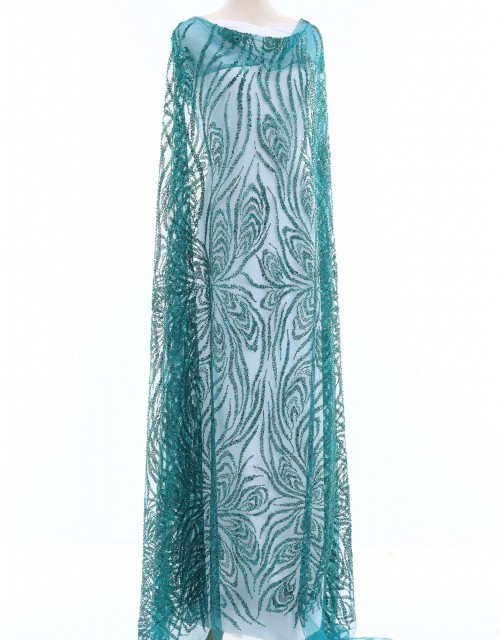 ORION BEADED LACE IN EMERALD GREEN