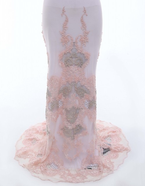 EMMA PEARL BEADED LACE IN LIGHT PINK