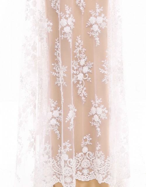 SARAH BEADED LACE IN OFF WHITE