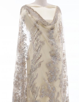 HATTIE HEAVY RHINETONE LACE (DES 1) IN BEIGE