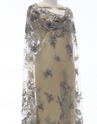 ETTAIRA HEAVY BEADED LACE IN GREY/BROWN